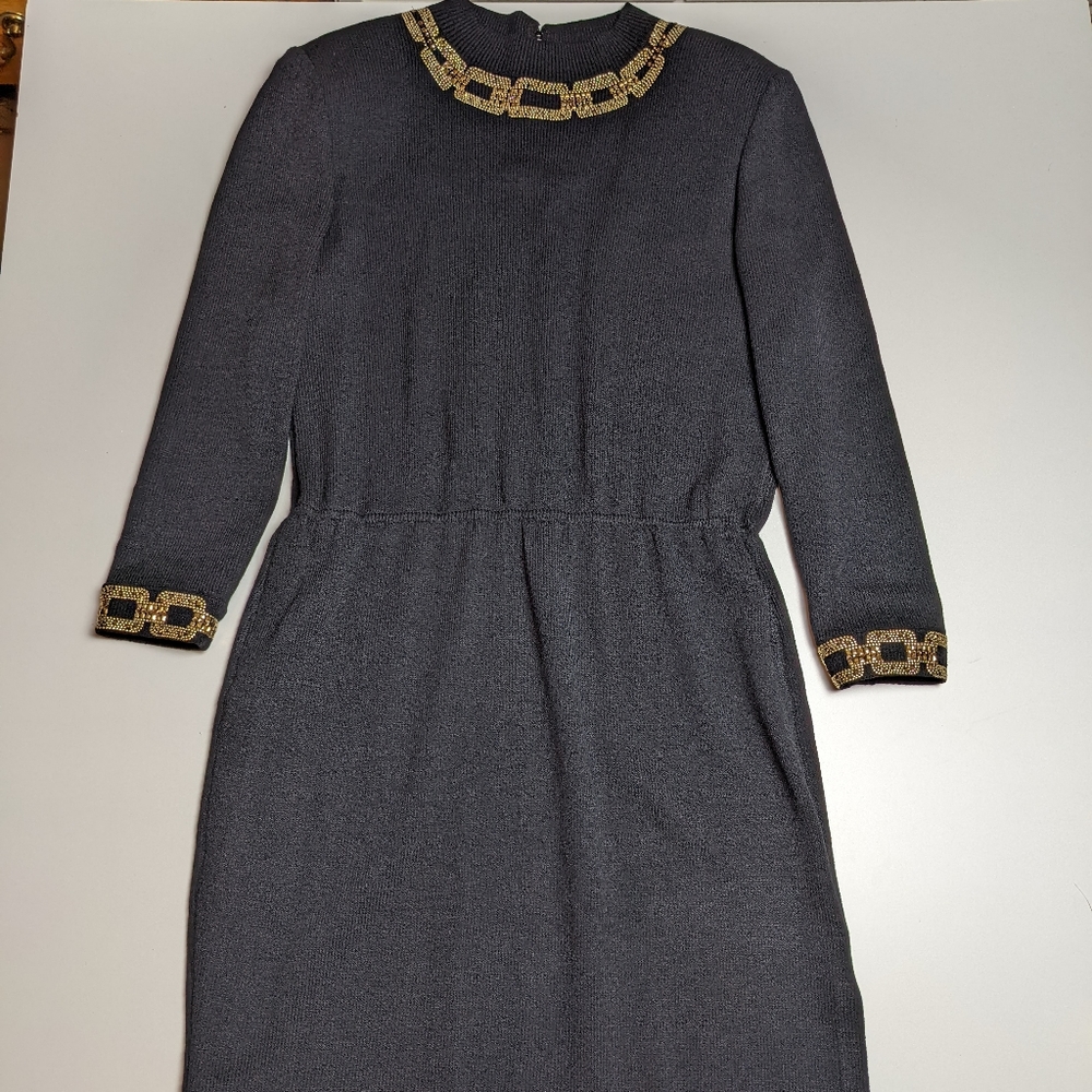 St. John Black Dress with Gold Accents